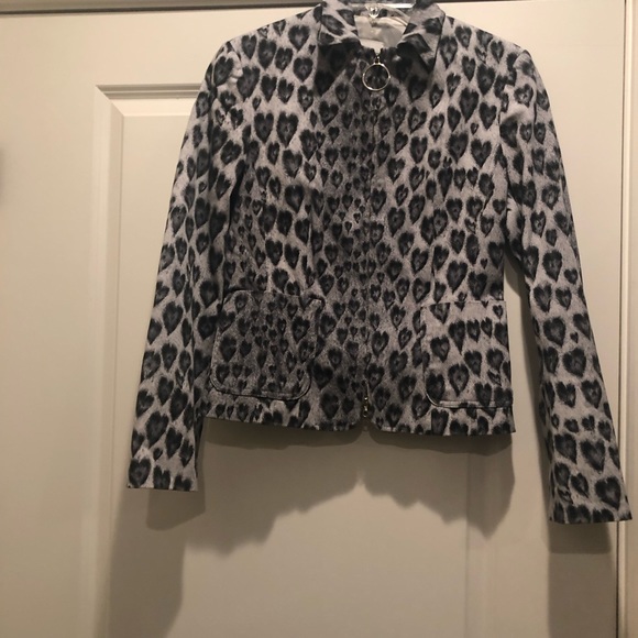 MOSCHINO VINTAGE HEART BLAZER very very rare! Size-8 Italian-42 Black/White - Picture 2 of 8